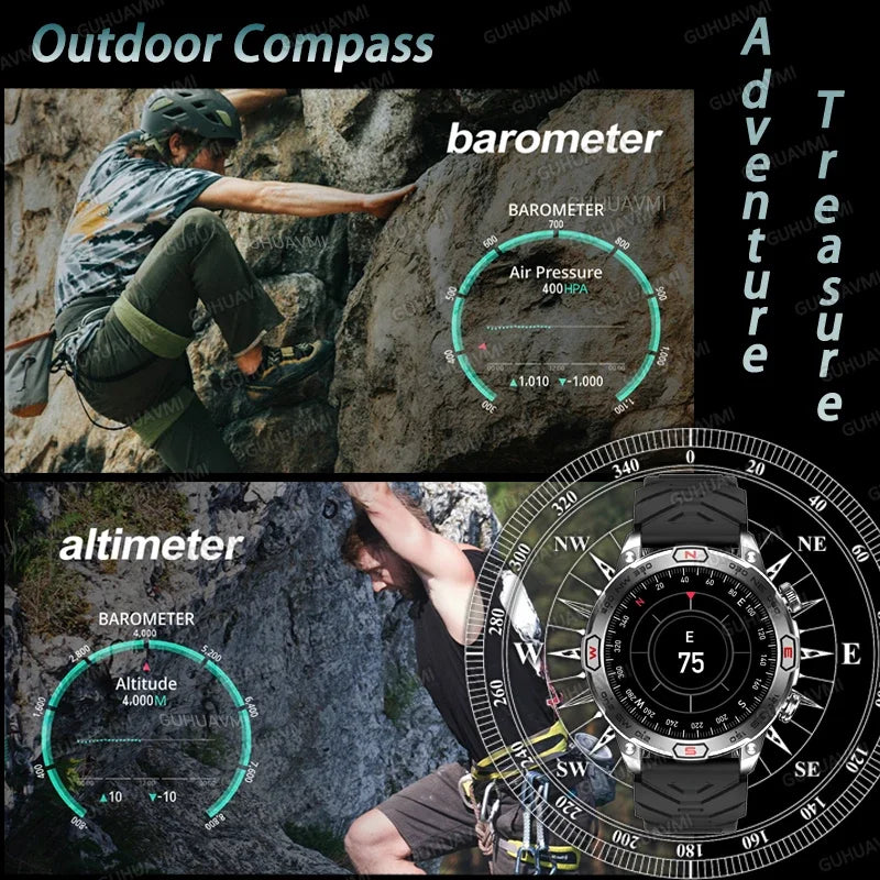 2024 New Outdoor Military GPS Smart Watch Men AMOLED HD Screen Heart Rate Blood Pressure Bluetooth Call Waterproof Smartwatches