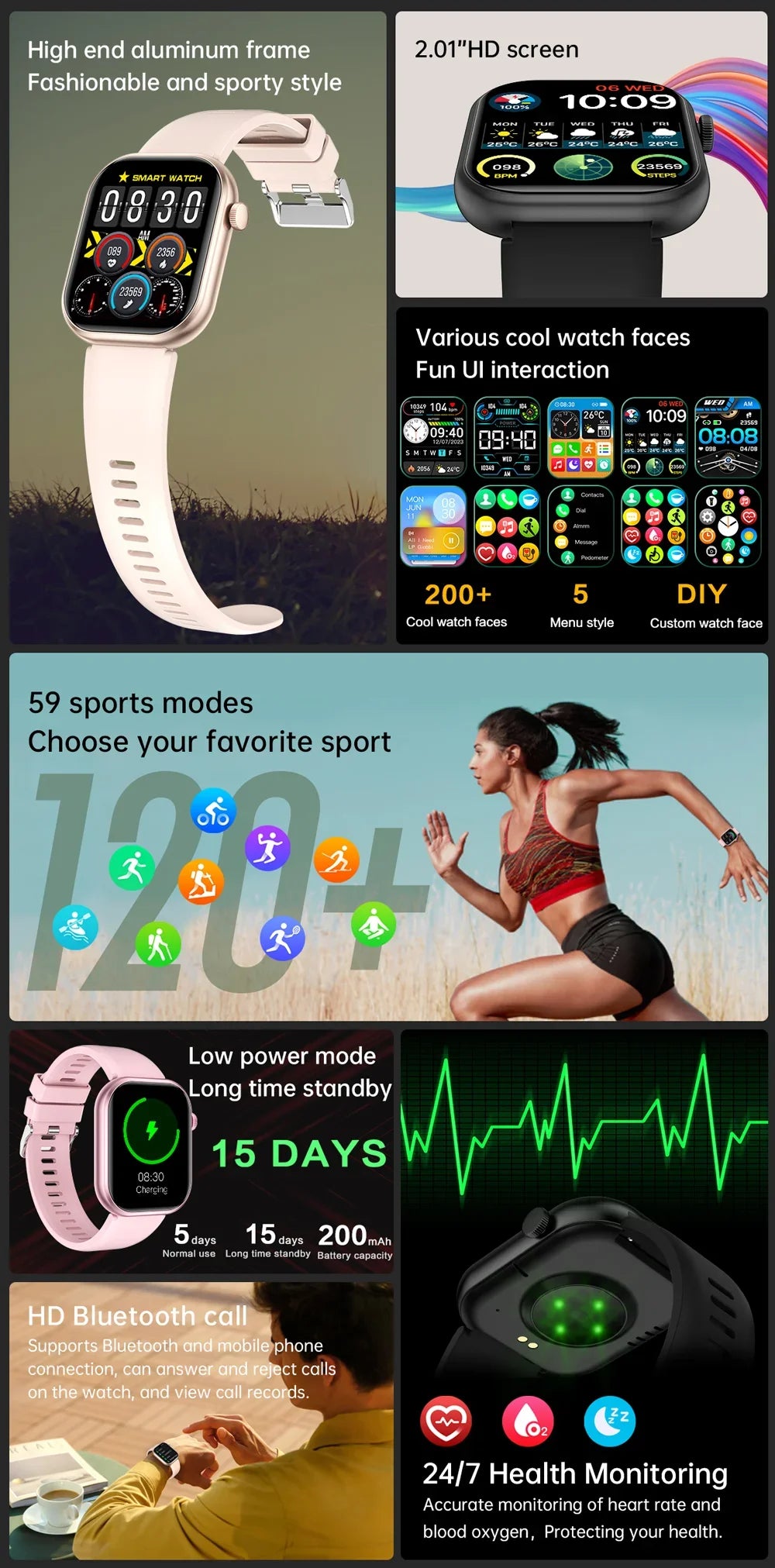 2024 New Smart Watch For Women Full Touch Screen Bluetooth Call Waterproof Sport Fitness Tracker Lady Watches Smartwatch Men