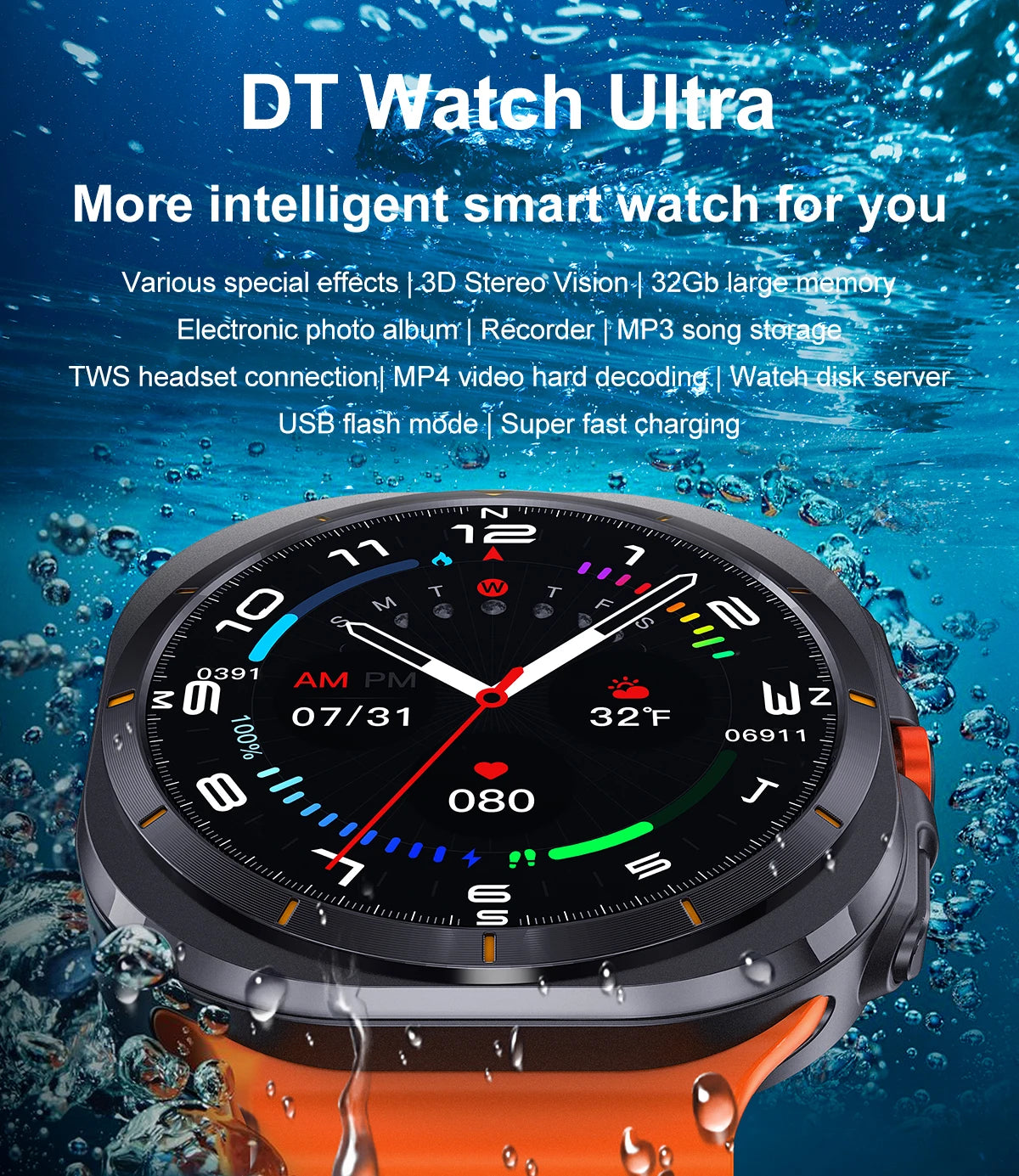 2024 Watch 7 Ultra 47mm Smart Watch IP68 Waterproof Bluetooth Call Compass Smartwatch for Men Women 1.46" AMOLED Screen SpO2