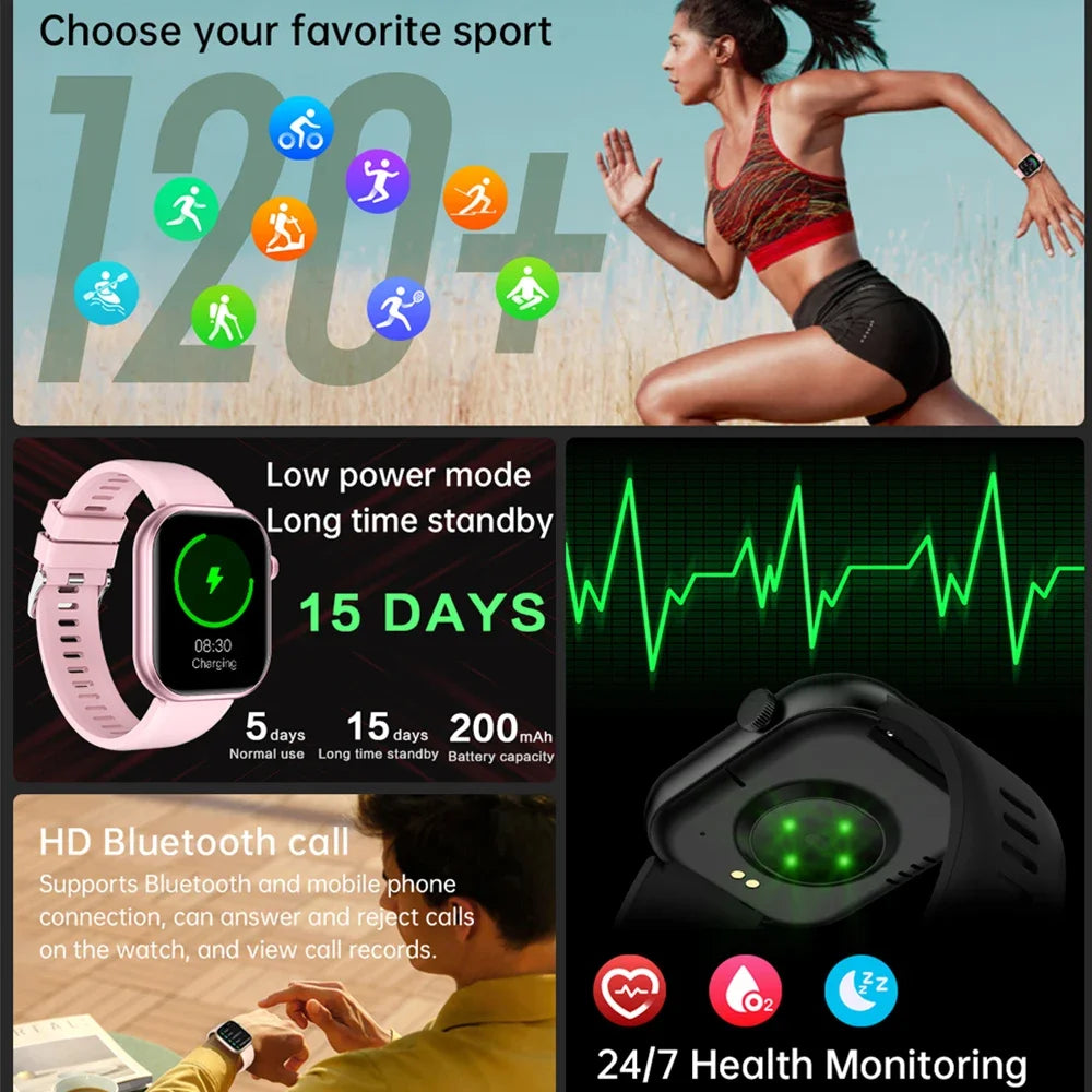 2024 New Smart Watch For Women Full Touch Screen Bluetooth Call Waterproof Sport Fitness Tracker Lady Watches Smartwatch Men