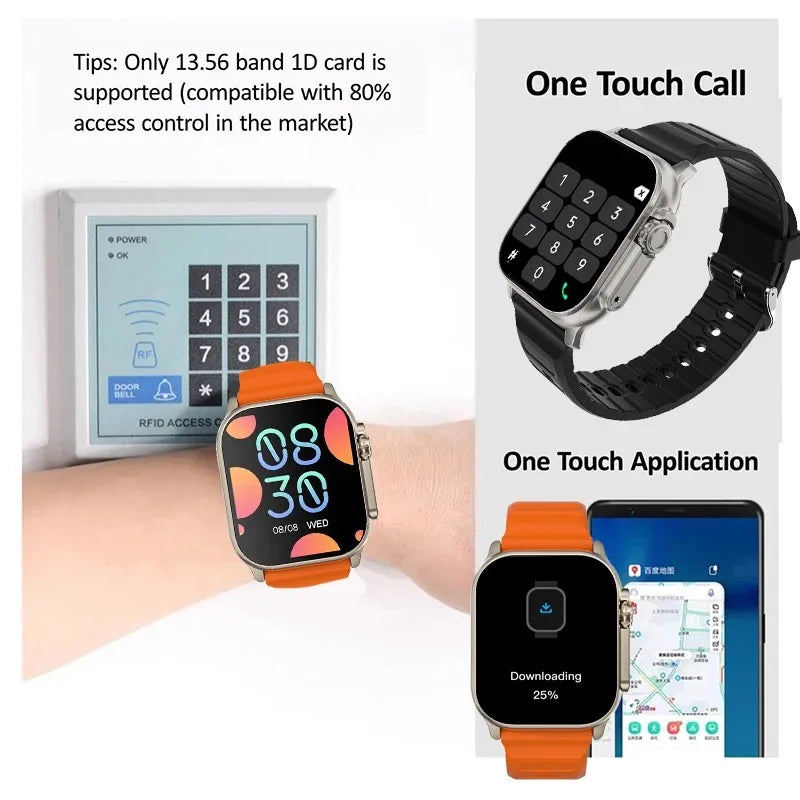 2024 Watch 9 Smart Watch Men BT Call NFC Always on Display Body Temperature Fitness Women Series 8 Smart watch for Apple Android