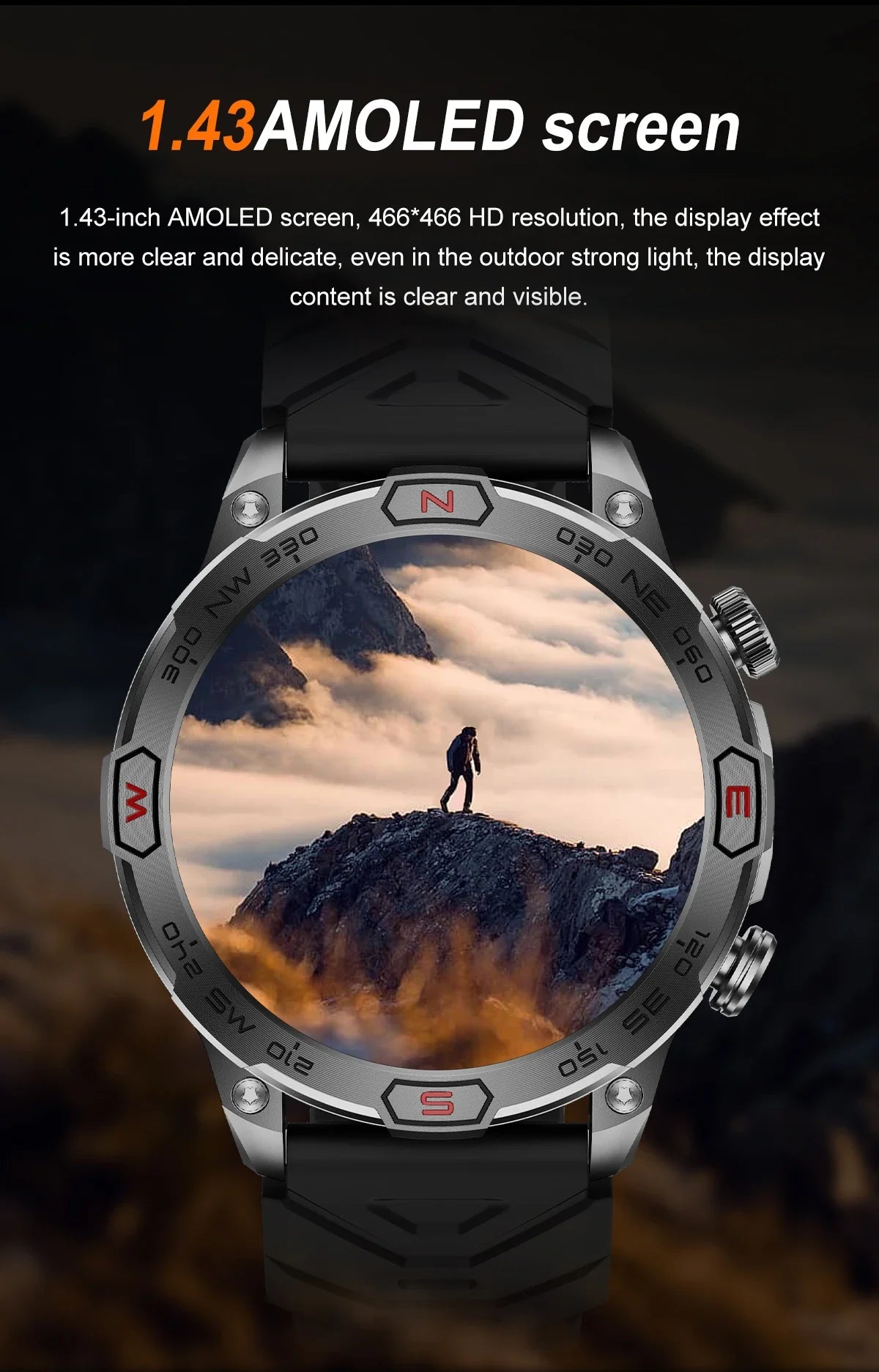 2024 New Outdoor Military GPS Smart Watch Men AMOLED HD Screen Heart Rate Blood Pressure Bluetooth Call Waterproof Smartwatches