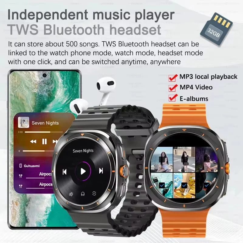2024 Watch 7 Ultra 47mm Smart Watch IP68 Waterproof Bluetooth Call Compass Smartwatch for Men Women 1.46" AMOLED Screen SpO2