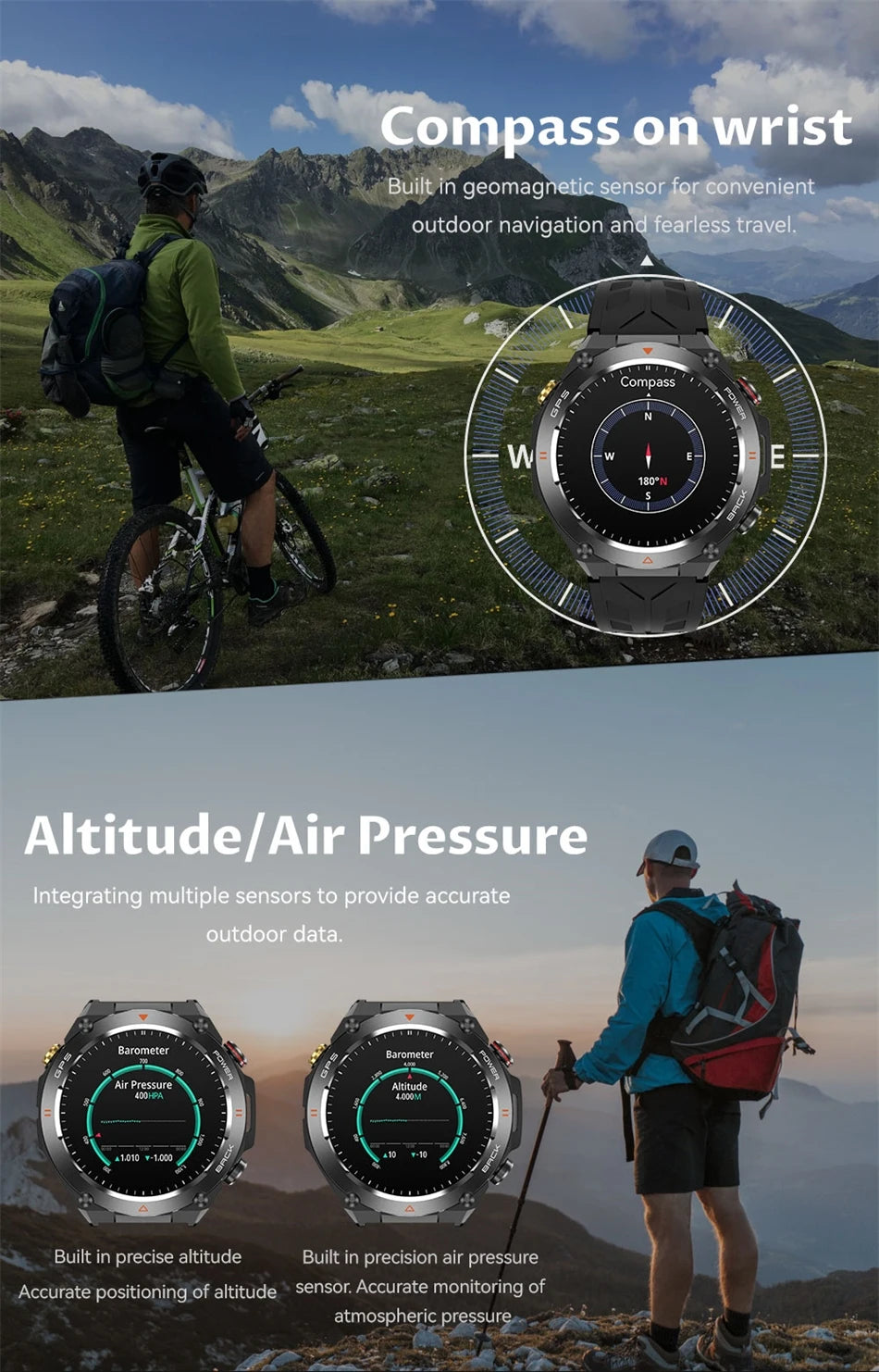 2024 New Smart Watch Men GPS orientation BT Call 650mAh 1ATM Sport Health Monitoring Compass Smartwatch Women For Huawei Xiaomi