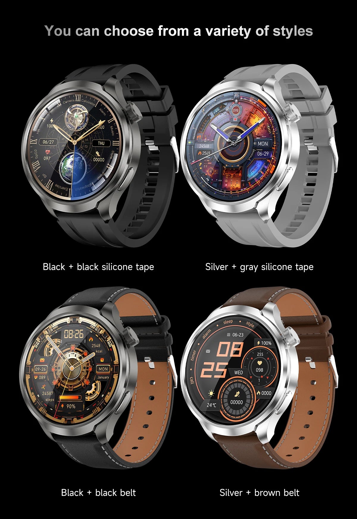 2024 New GPS Sports NFC Fashion Smartwatch Men's 1.85 "AMOLED Screen Heart Rate Blood Pressure Health Smart Watch For Huawei IOS