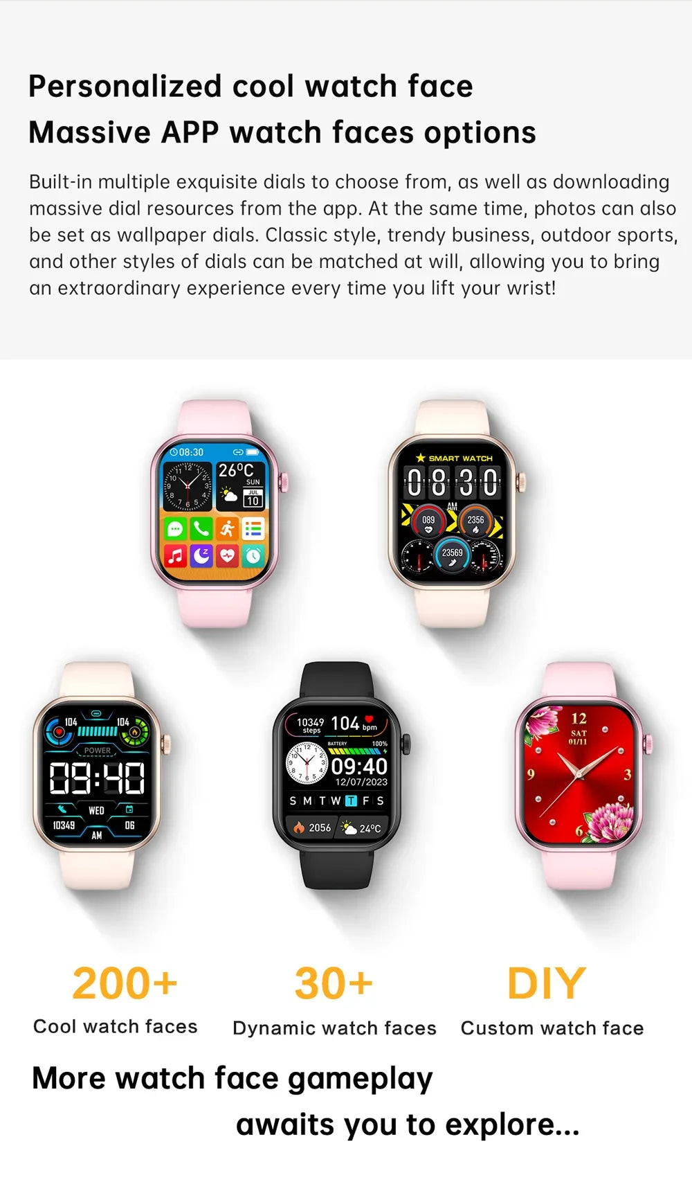 2024 New Smart Watch For Women Full Touch Screen Bluetooth Call Waterproof Sport Fitness Tracker Lady Watches Smartwatch Men