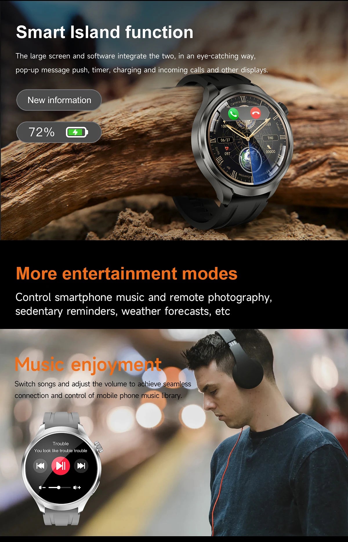 2024 New GPS Sports NFC Fashion Smartwatch Men's 1.85 "AMOLED Screen Heart Rate Blood Pressure Health Smart Watch For Huawei IOS