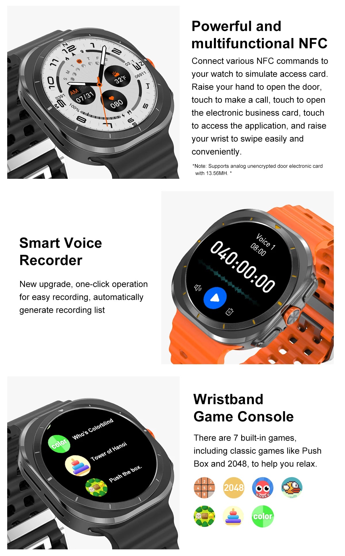 2024 Watch 7 Ultra 47mm Smart Watch IP68 Waterproof Bluetooth Call Compass Smartwatch for Men Women 1.46" AMOLED Screen SpO2