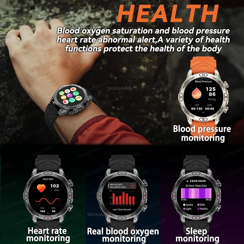 2024 New Outdoor Military GPS Smart Watch Men AMOLED HD Screen Heart Rate Blood Pressure Bluetooth Call Waterproof Smartwatches