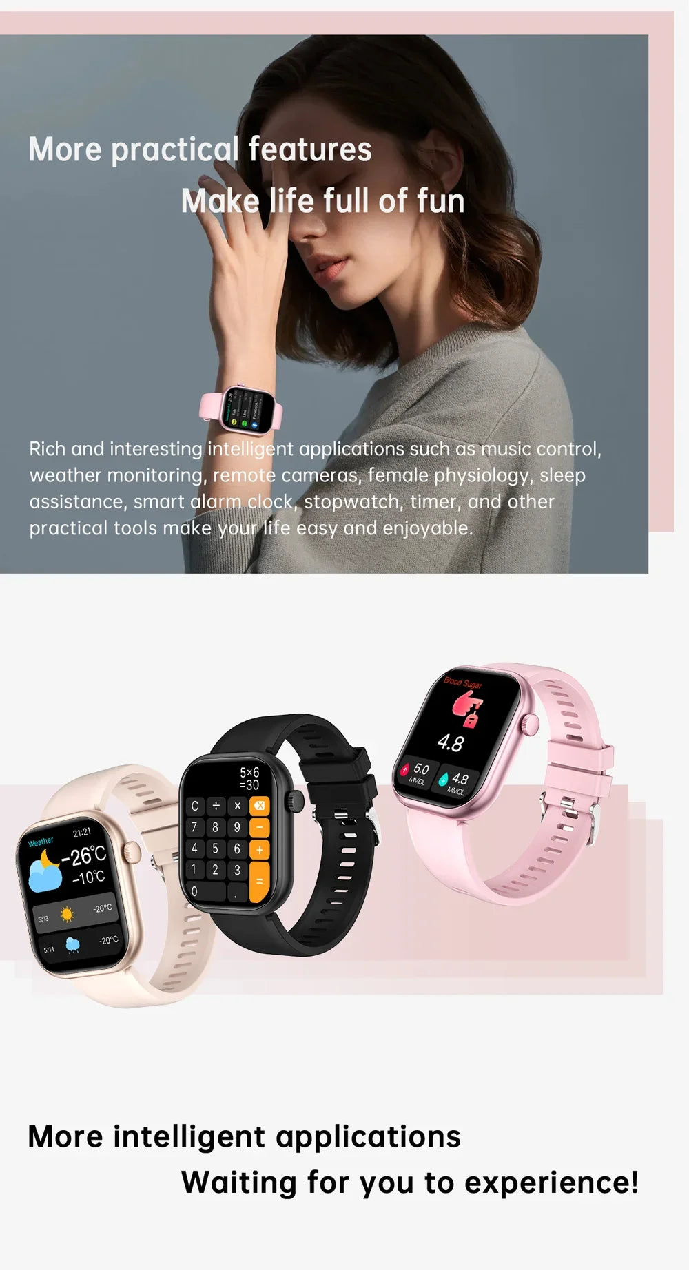 2024 New Smart Watch For Women Full Touch Screen Bluetooth Call Waterproof Sport Fitness Tracker Lady Watches Smartwatch Men