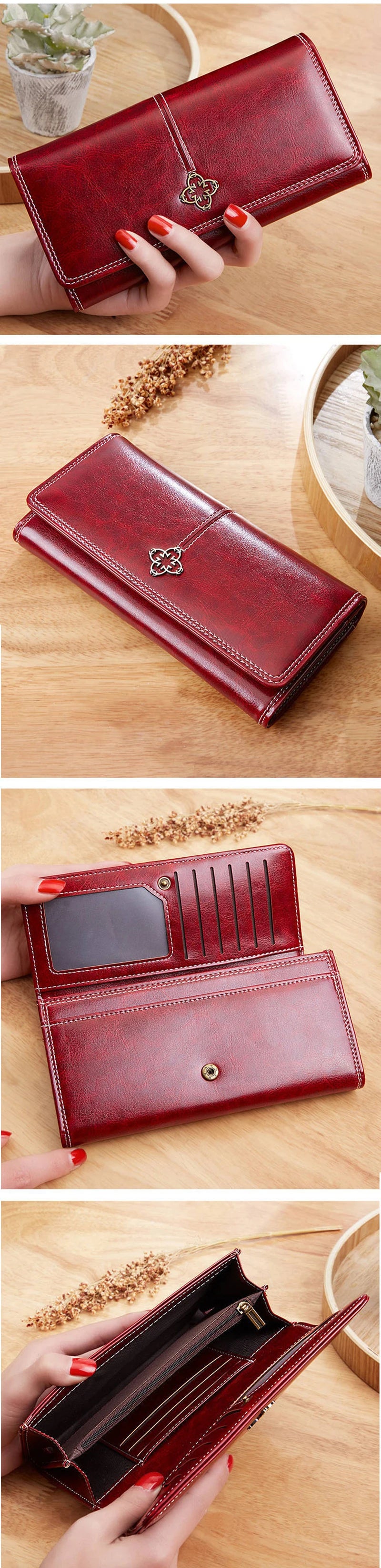 Women's Leather Wallet	Woman Luxury Long Wallets Fashion Women Purses Money Bags 2022 Handbags Womens Purse Cards Holder
