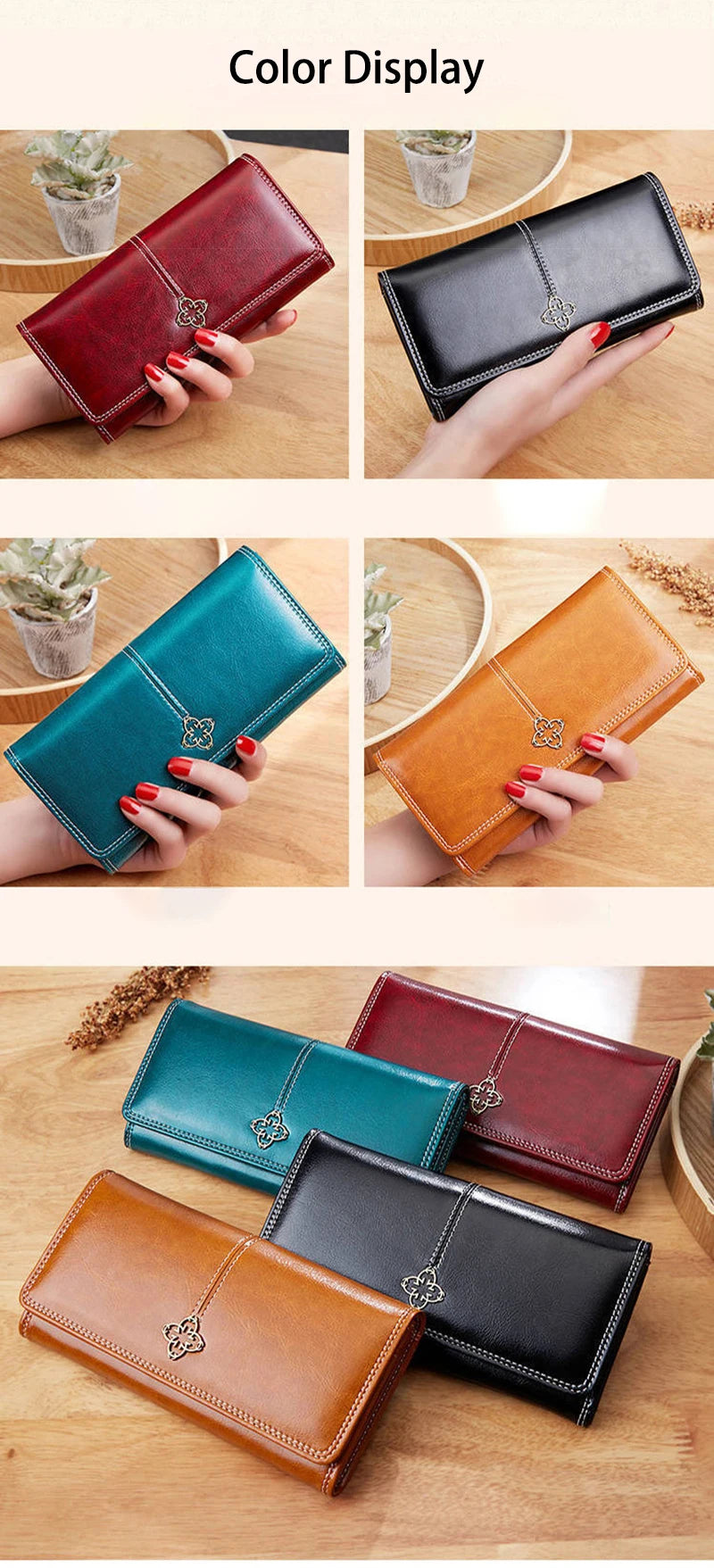 Women's Leather Wallet	Woman Luxury Long Wallets Fashion Women Purses Money Bags 2022 Handbags Womens Purse Cards Holder