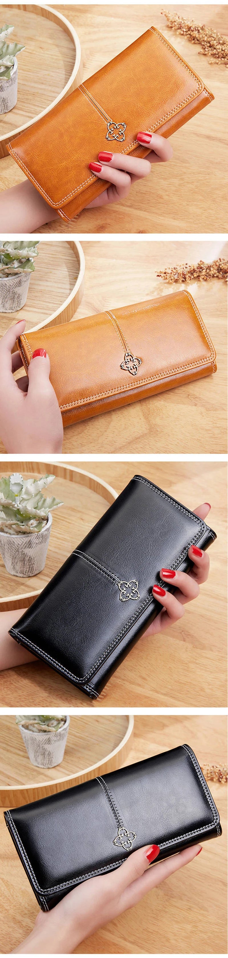 Women's Leather Wallet	Woman Luxury Long Wallets Fashion Women Purses Money Bags 2022 Handbags Womens Purse Cards Holder