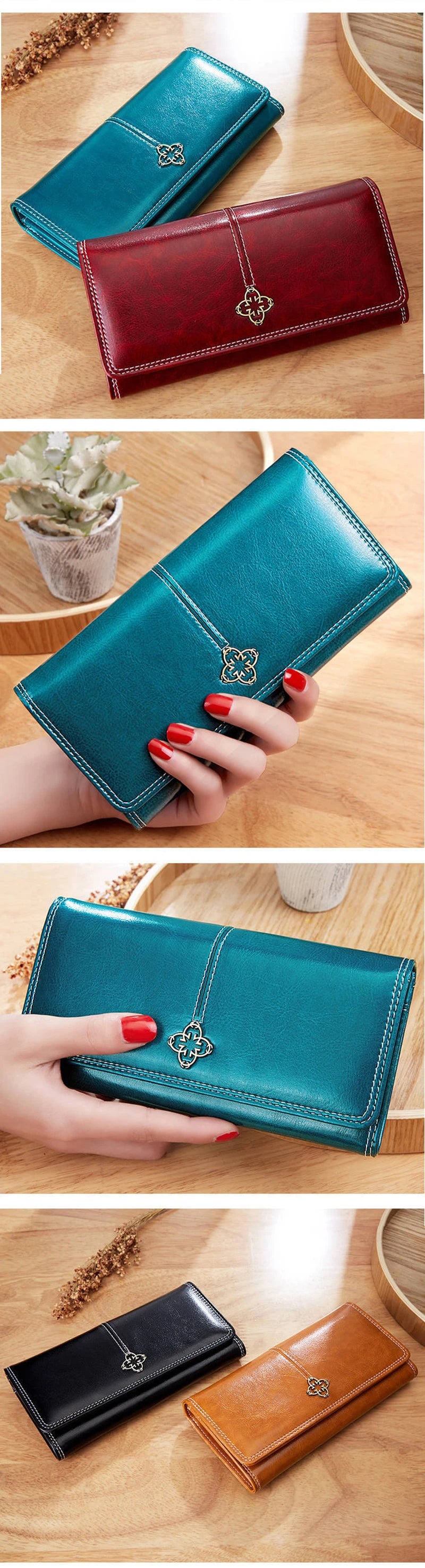 Women's Leather Wallet	Woman Luxury Long Wallets Fashion Women Purses Money Bags 2022 Handbags Womens Purse Cards Holder