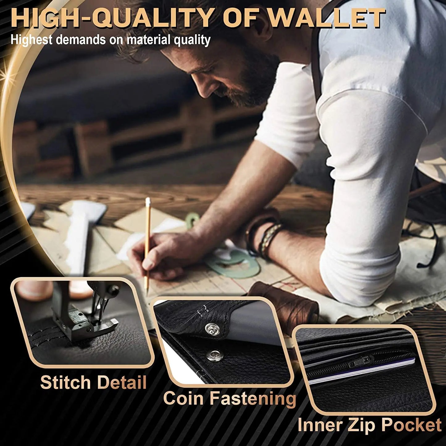 Casual Soft Genuine Leather Wallet Men RFID Black Purse Coin Card Holder