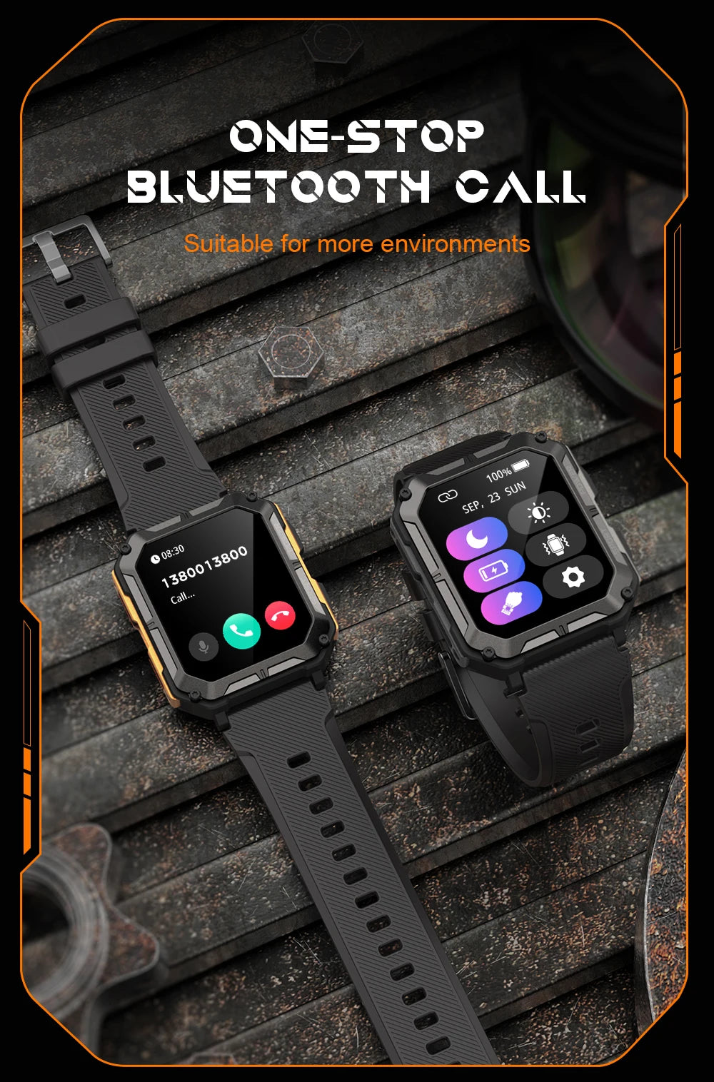 C20Pro Sports Smart Watch Men Bluetooth Call Smartwatch IP68 Waterproof Multi Sports Mode Health Monitoring Military Smartwatch