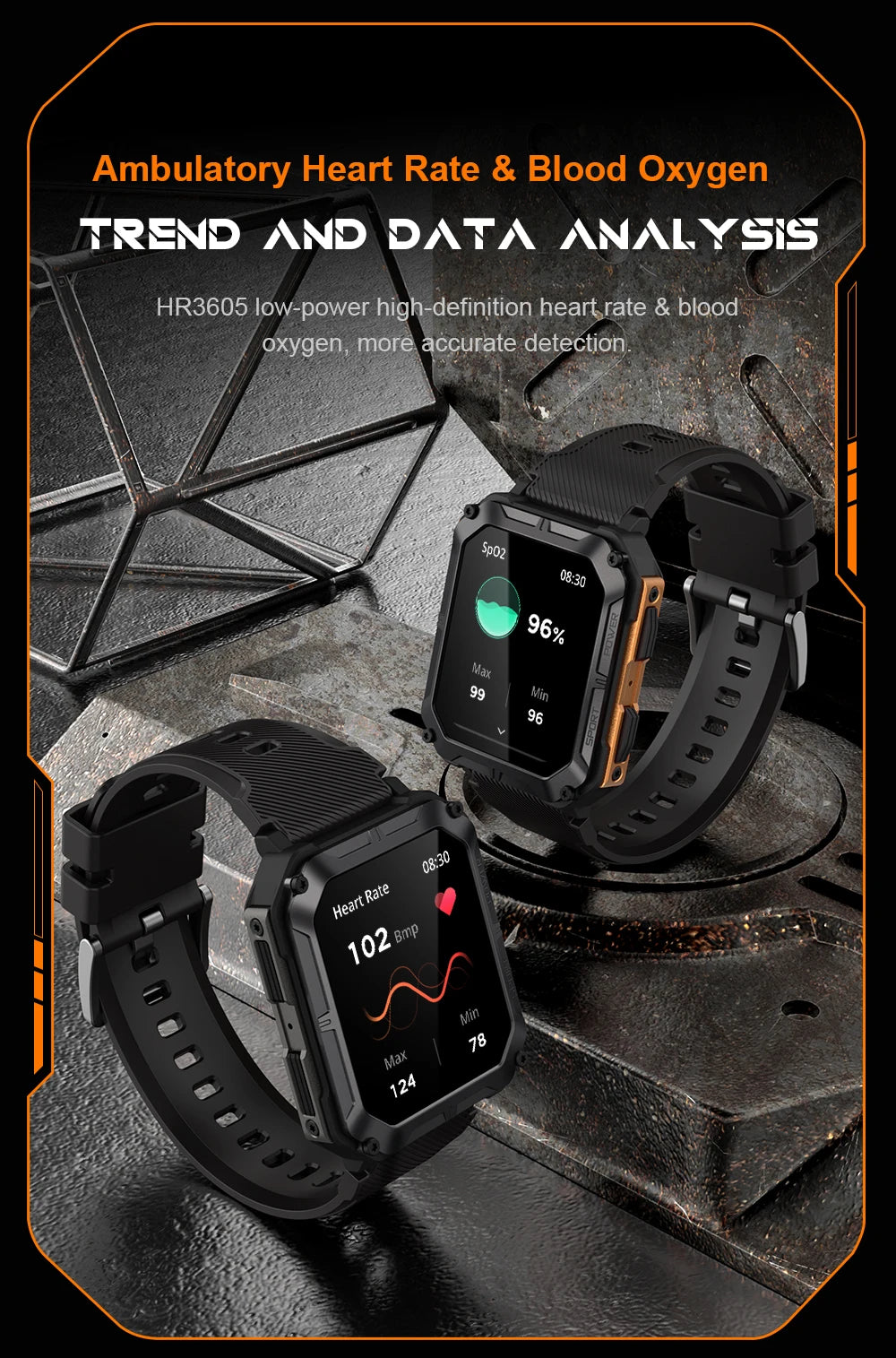 C20Pro Sports Smart Watch Men Bluetooth Call Smartwatch IP68 Waterproof Multi Sports Mode Health Monitoring Military Smartwatch
