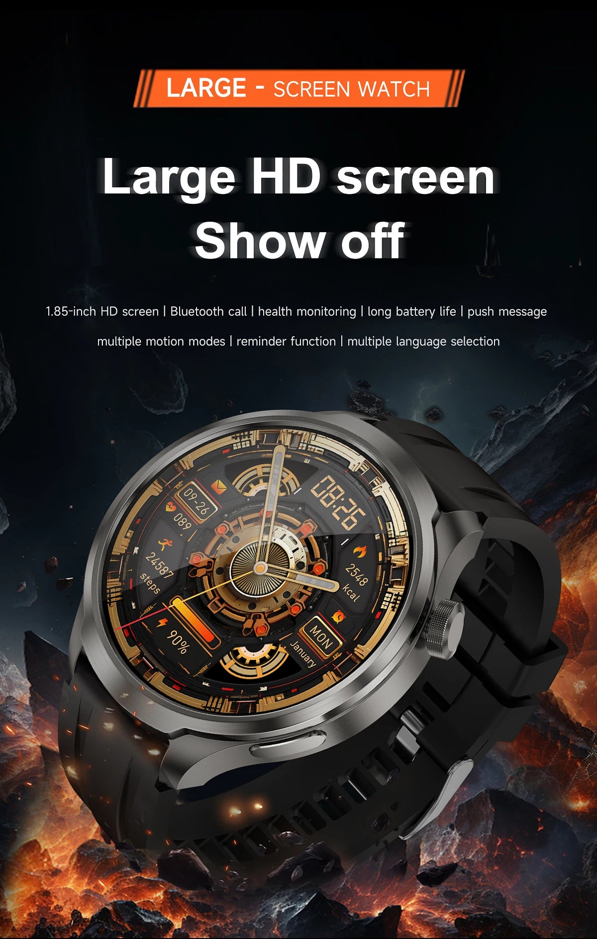 2024 New GPS Sports NFC Fashion Smartwatch Men's 1.85 "AMOLED Screen Heart Rate Blood Pressure Health Smart Watch For Huawei IOS