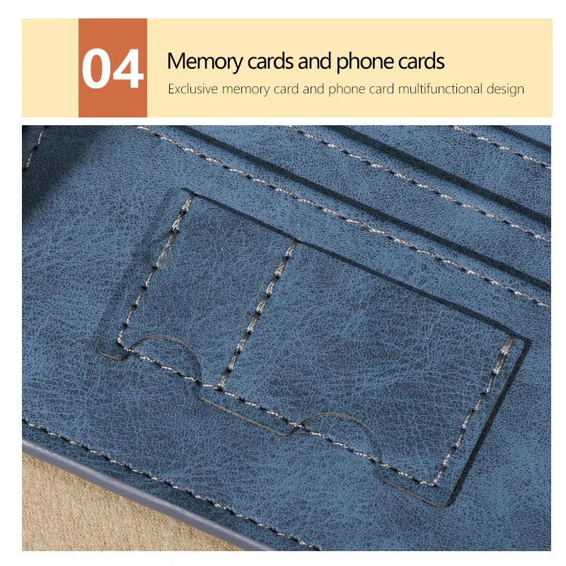 Vintage Matte Leather Men's Wallet - Coffee Tri-fold with Multi-Card Slots, Money Clip, and Eyelet Detail