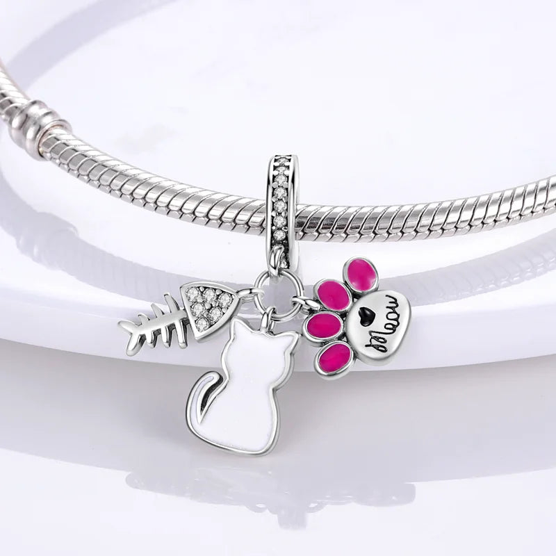 925 Sterling Silver Blue Chameleon Charms Fit Pendant Original Bracelets Family Puppy Clip Charm Beads DIY Ladies Jewelry Gifts