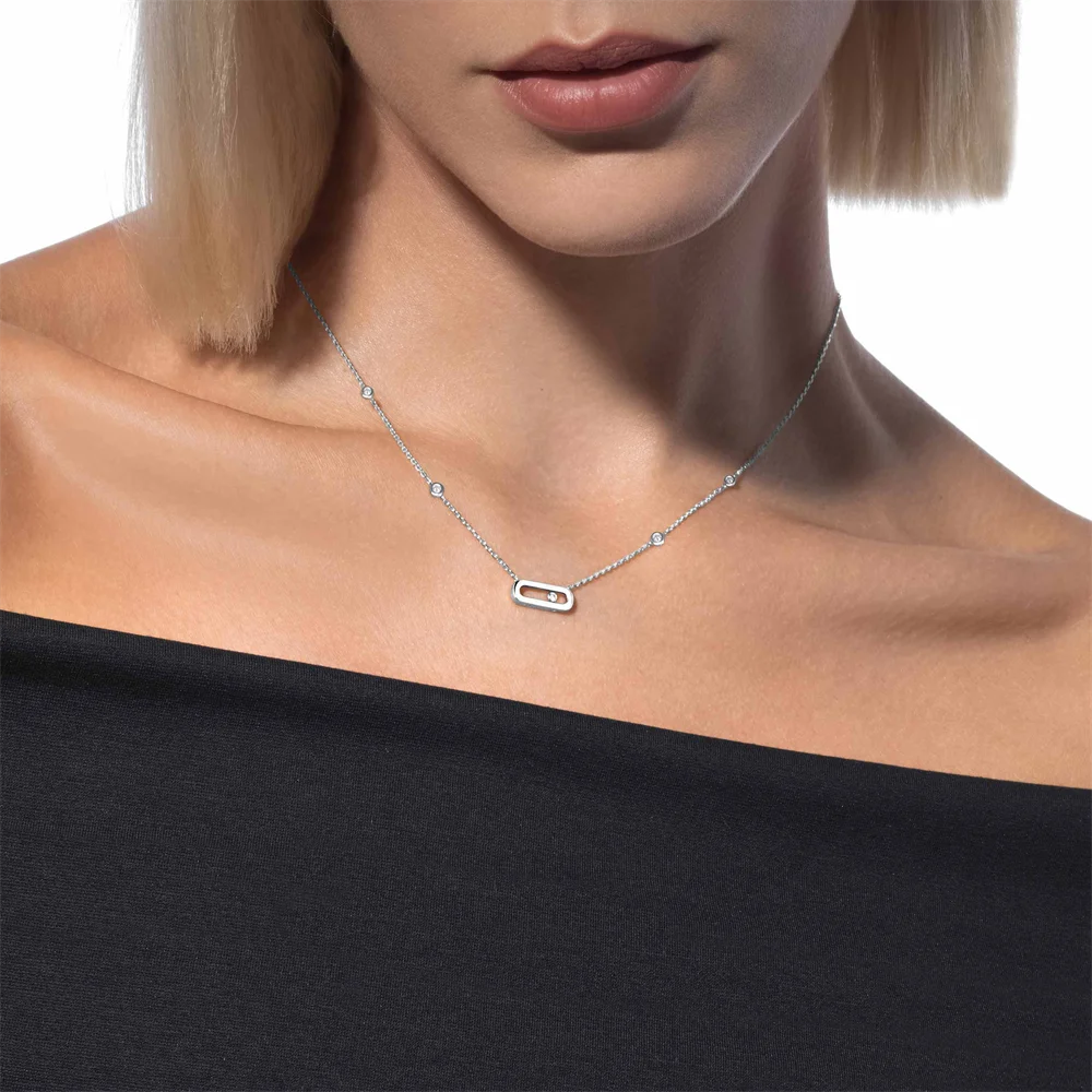 Messik Classic Single Diamond Mobile Necklaces S925 Pure Silver MOVE UNO Necklace Trendy Fashion Original Jewelry Best Gift