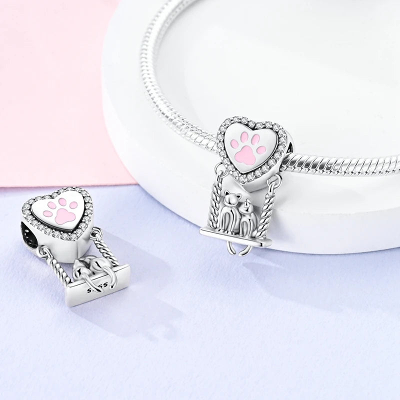 925 Sterling Silver Blue Chameleon Charms Fit Pendant Original Bracelets Family Puppy Clip Charm Beads DIY Ladies Jewelry Gifts