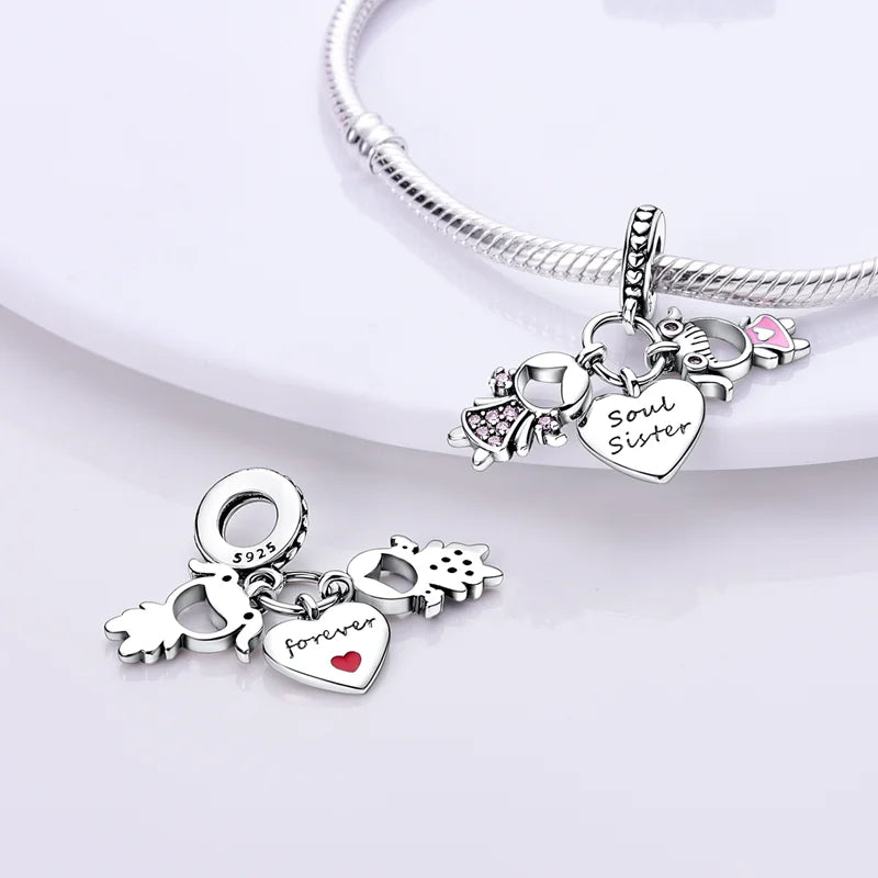 925 Sterling Silver Blue Chameleon Charms Fit Pendant Original Bracelets Family Puppy Clip Charm Beads DIY Ladies Jewelry Gifts