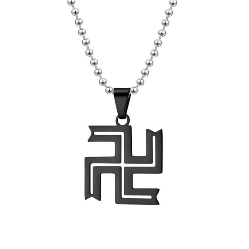 Fashion Hot Stainless Steel Necklace Buddhist Swastika Pendant Necklace Men And Women Fashion Charm Body Jewelry