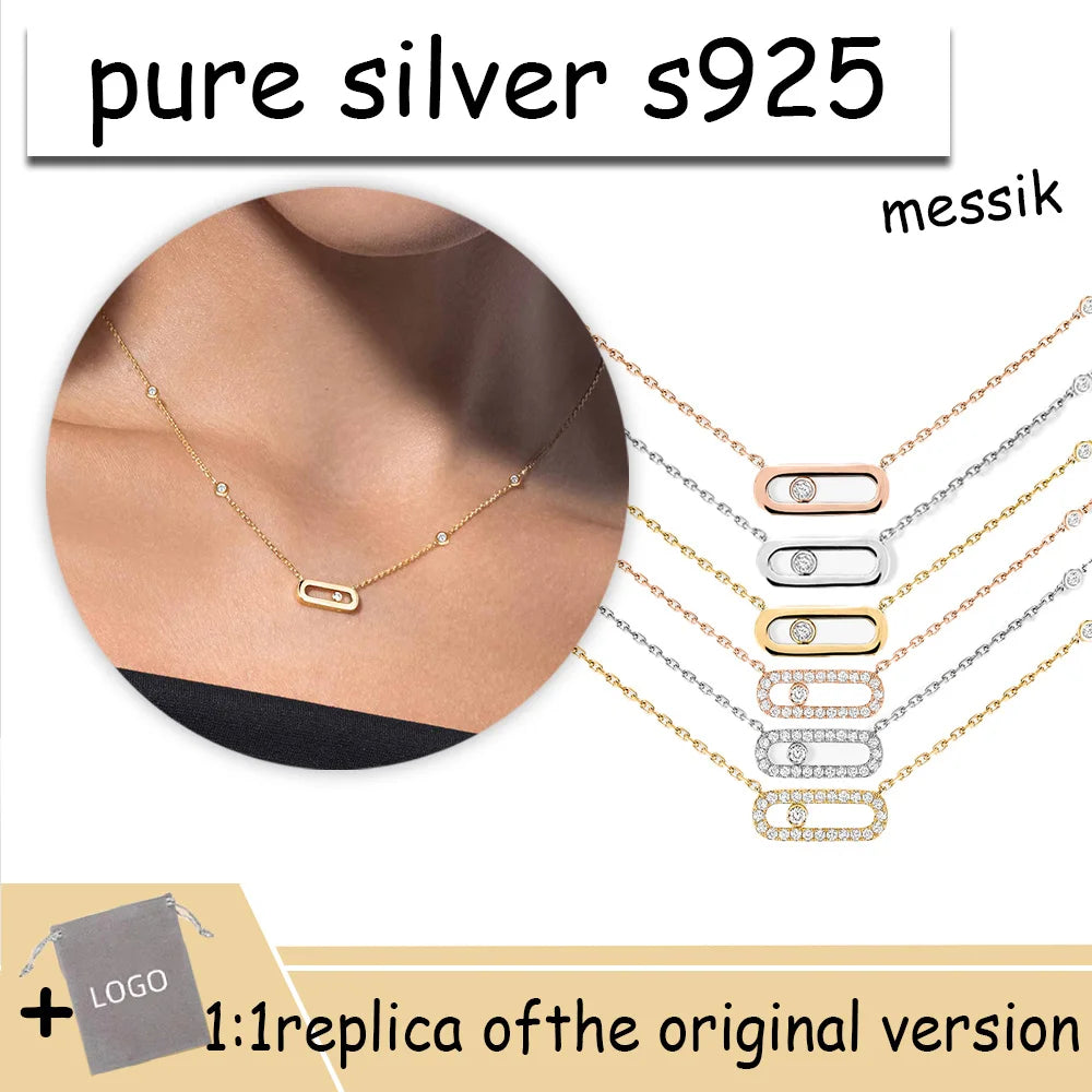Messik Classic Single Diamond Mobile Necklaces S925 Pure Silver MOVE UNO Necklace Trendy Fashion Original Jewelry Best Gift
