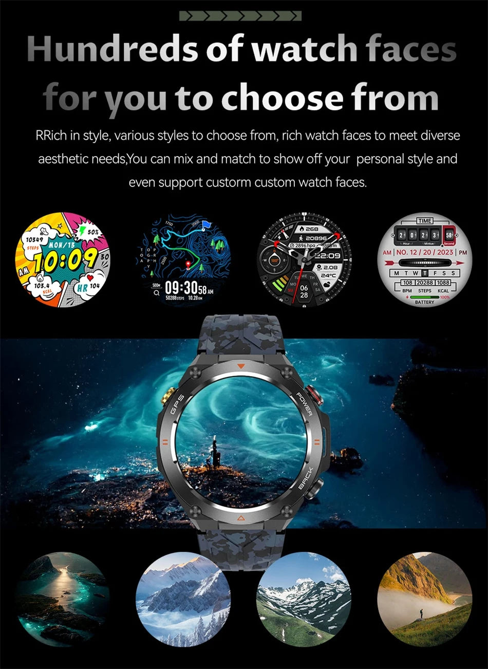 2024 New Smart Watch Men GPS orientation BT Call 650mAh 1ATM Sport Health Monitoring Compass Smartwatch Women For Huawei Xiaomi