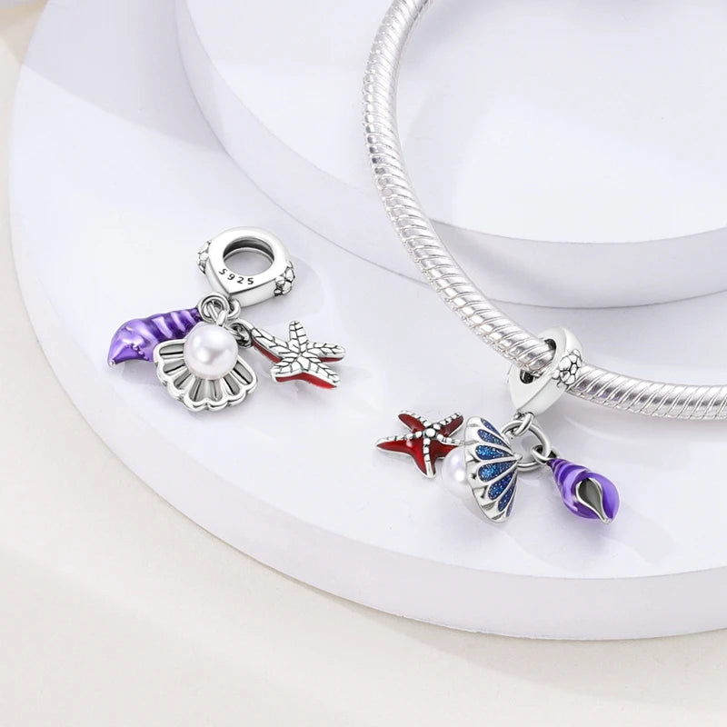 925 Sterling Silver Blue Chameleon Charms Fit Pendant Original Bracelets Family Puppy Clip Charm Beads DIY Ladies Jewelry Gifts
