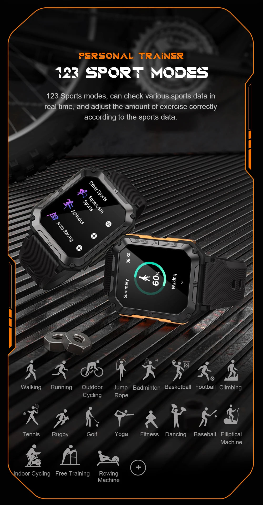 C20Pro Sports Smart Watch Men Bluetooth Call Smartwatch IP68 Waterproof Multi Sports Mode Health Monitoring Military Smartwatch