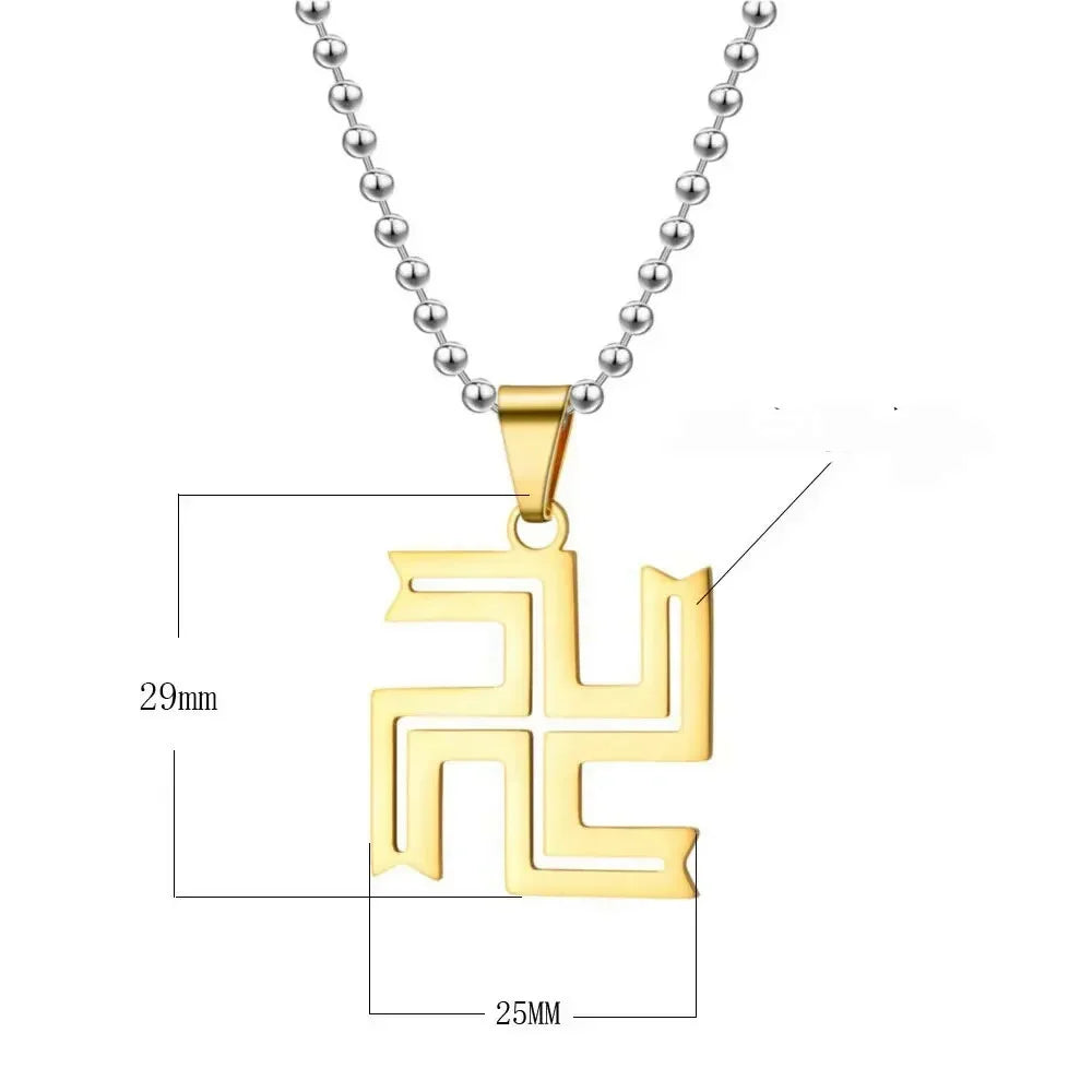 Fashion Hot Stainless Steel Necklace Buddhist Swastika Pendant Necklace Men And Women Fashion Charm Body Jewelry
