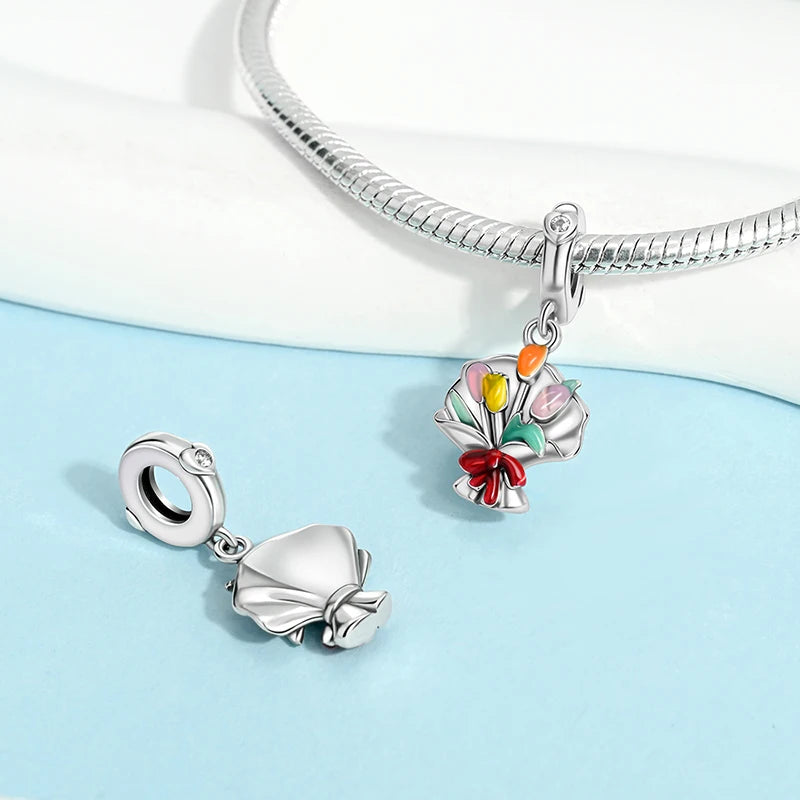 925 Sterling Silver Blue Chameleon Charms Fit Pendant Original Bracelets Family Puppy Clip Charm Beads DIY Ladies Jewelry Gifts