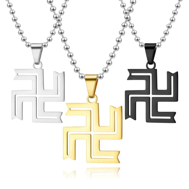 Fashion Hot Stainless Steel Necklace Buddhist Swastika Pendant Necklace Men And Women Fashion Charm Body Jewelry