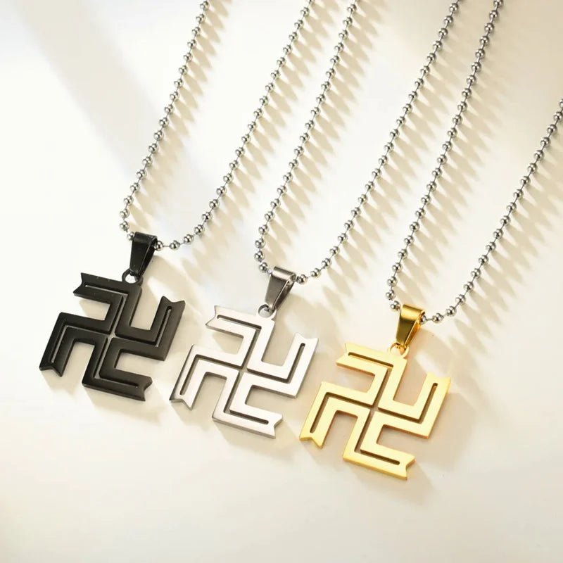 Fashion Hot Stainless Steel Necklace Buddhist Swastika Pendant Necklace Men And Women Fashion Charm Body Jewelry